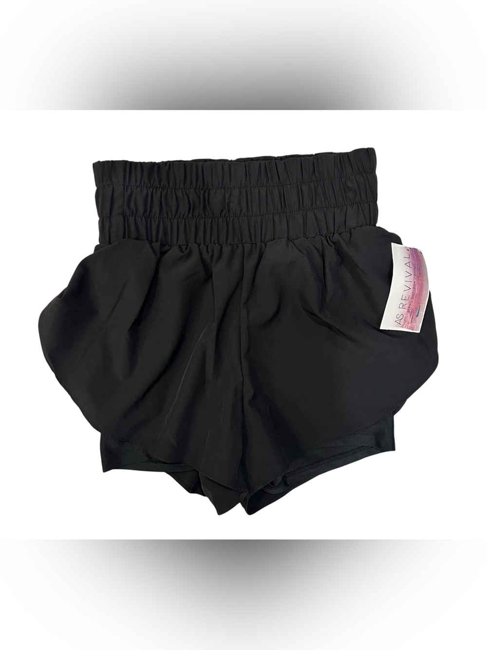 as revival black butterfly ruffle shorts